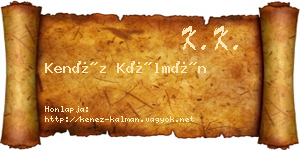 Kenéz Kálmán névjegykártya